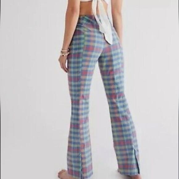 Free People The Way You Move Retro Plaid Size 4 Pants - Picture 1 of 7